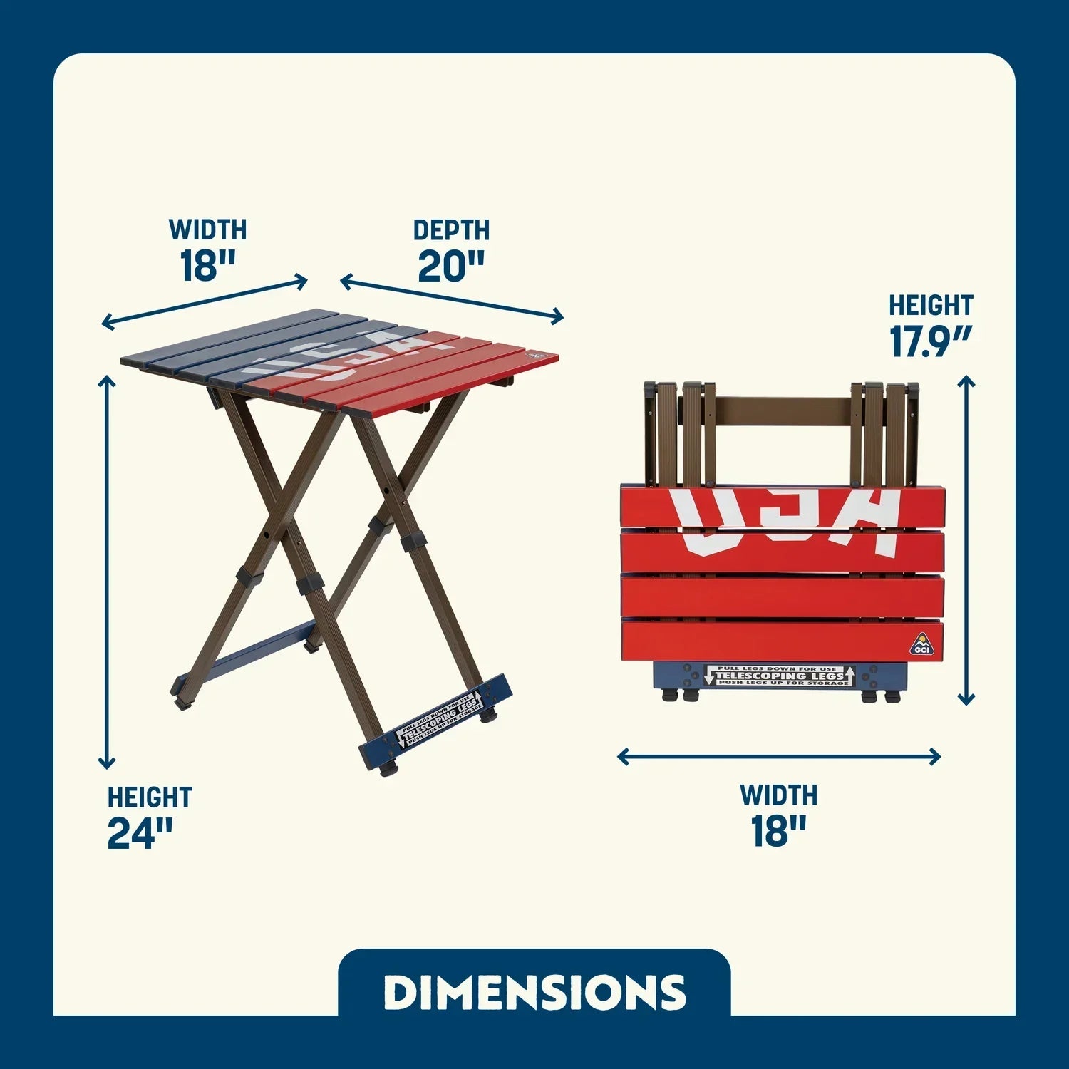 Compact Camp Table 20™ - USA Anniversary Deluxe